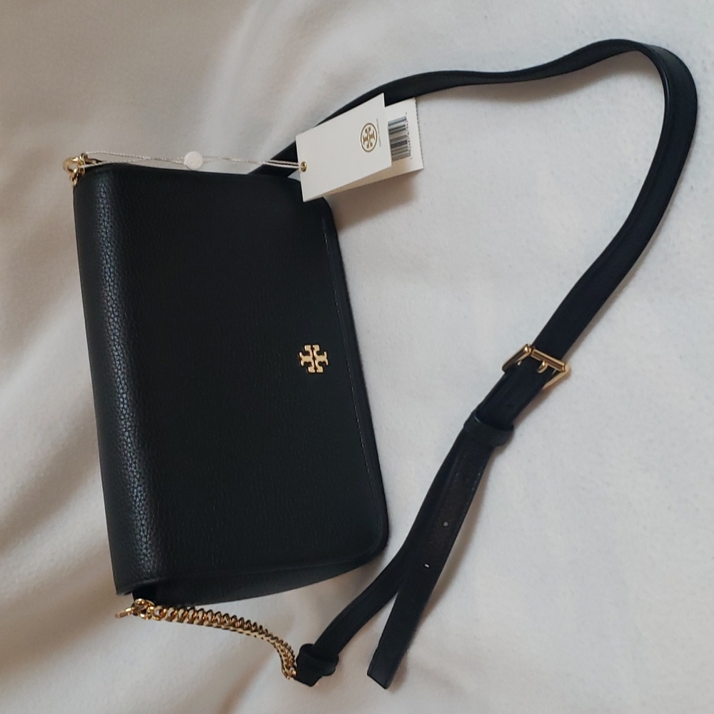 Tory Burch Carter adjustable shoulder bag black and gold